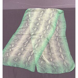 Vintage Sage Green Snake Print Silk Scarf Lightweight Elegant Accessory Headwear